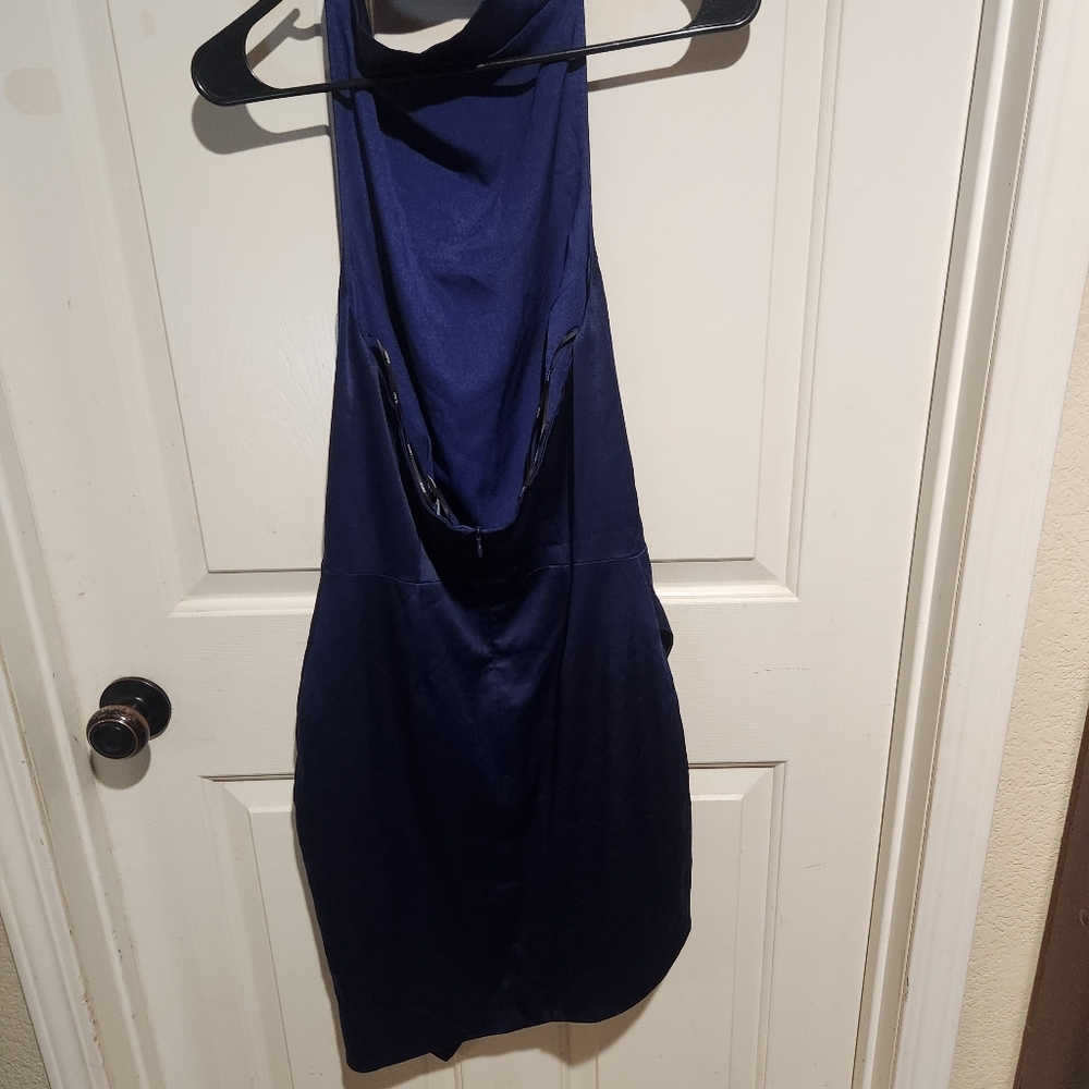 ELLIATT Blue Satin Drapey Asymmetrical Dress Cocktail Party Small - Picture 9 of 10